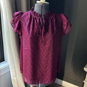 NWT Anne Klein Plum Ruffle Blouse